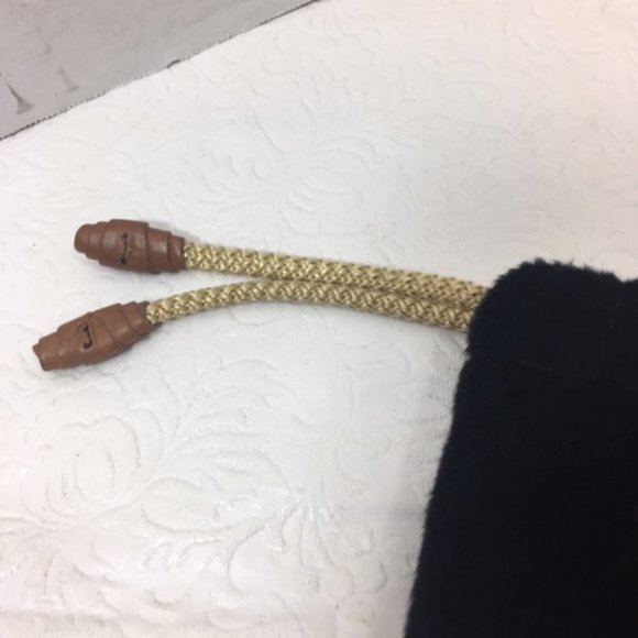 Tauer & Johnson Black Velvet Dust Shoe Bag Vintage Drawstring Leather Logo ONE - Picture 6 of 9